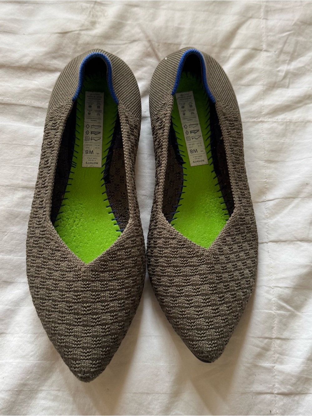 Rothy's gray & brown knit ballet flats in US 8